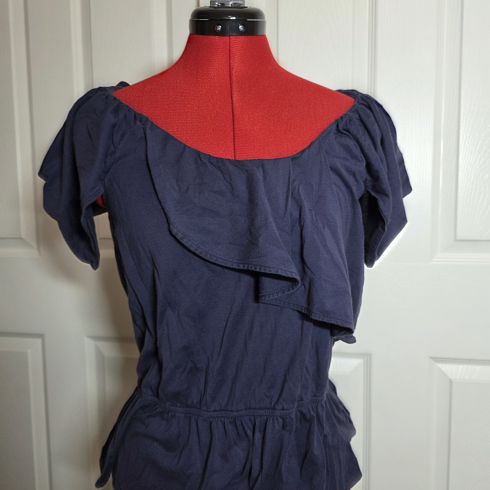 Leifsdottir Midnight Blue Ruffle Blouse